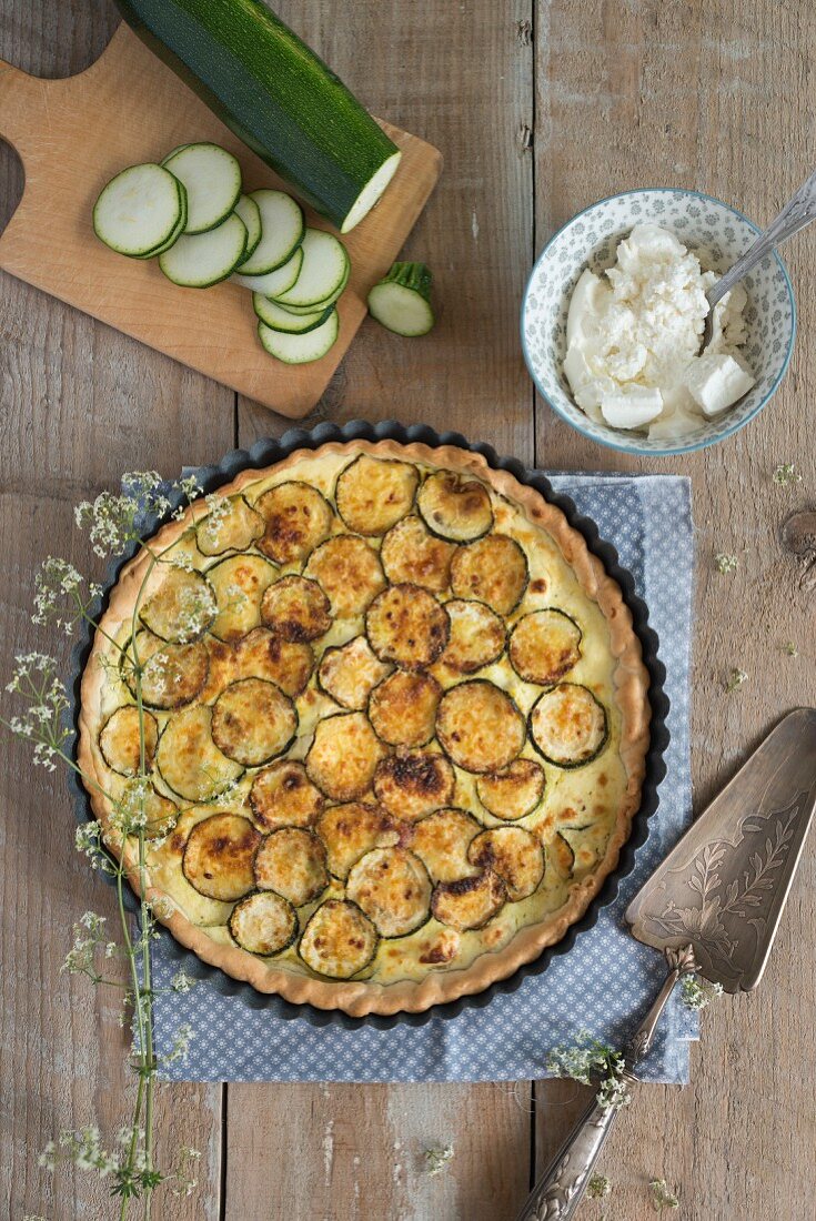 Courgette tart with ricotta