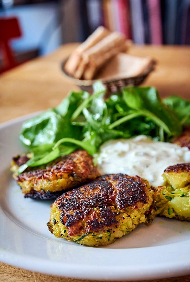 Potato and courgette rissoles with mint