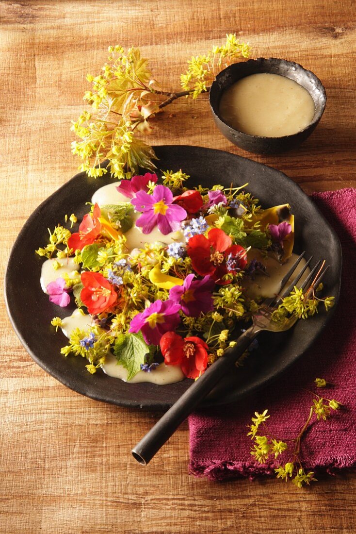 Spring flower salad