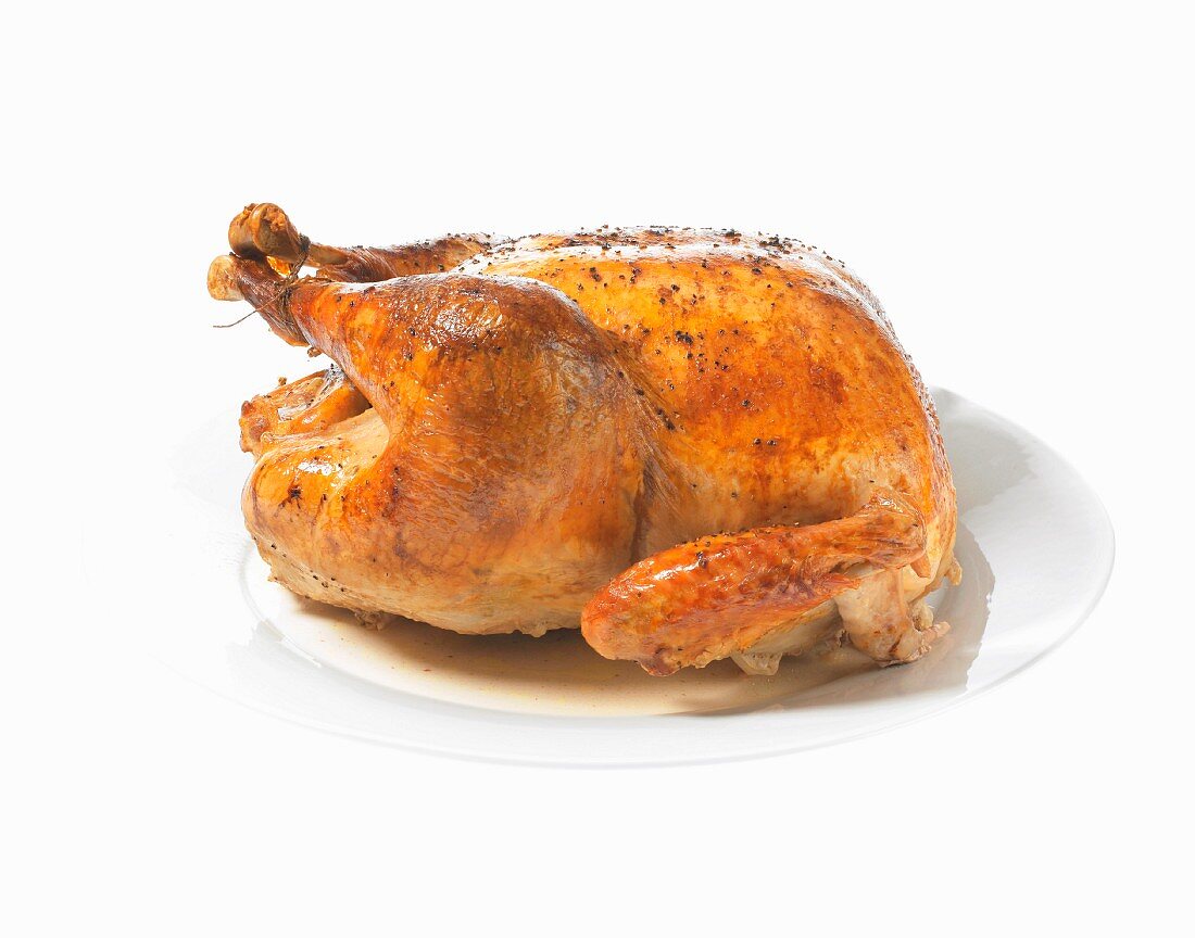 Roast turkey on a serving platter