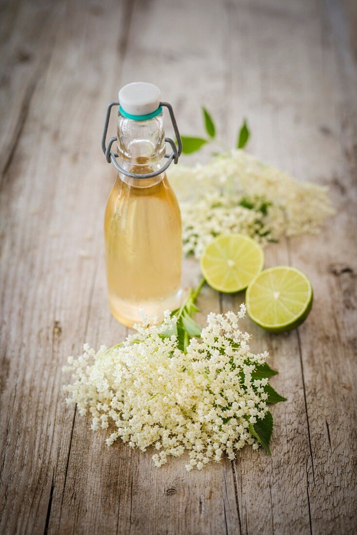 Elderflower syrup with limes