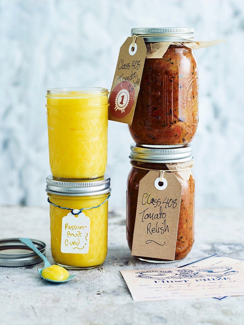 Passionfruit curd and Tomato relish
