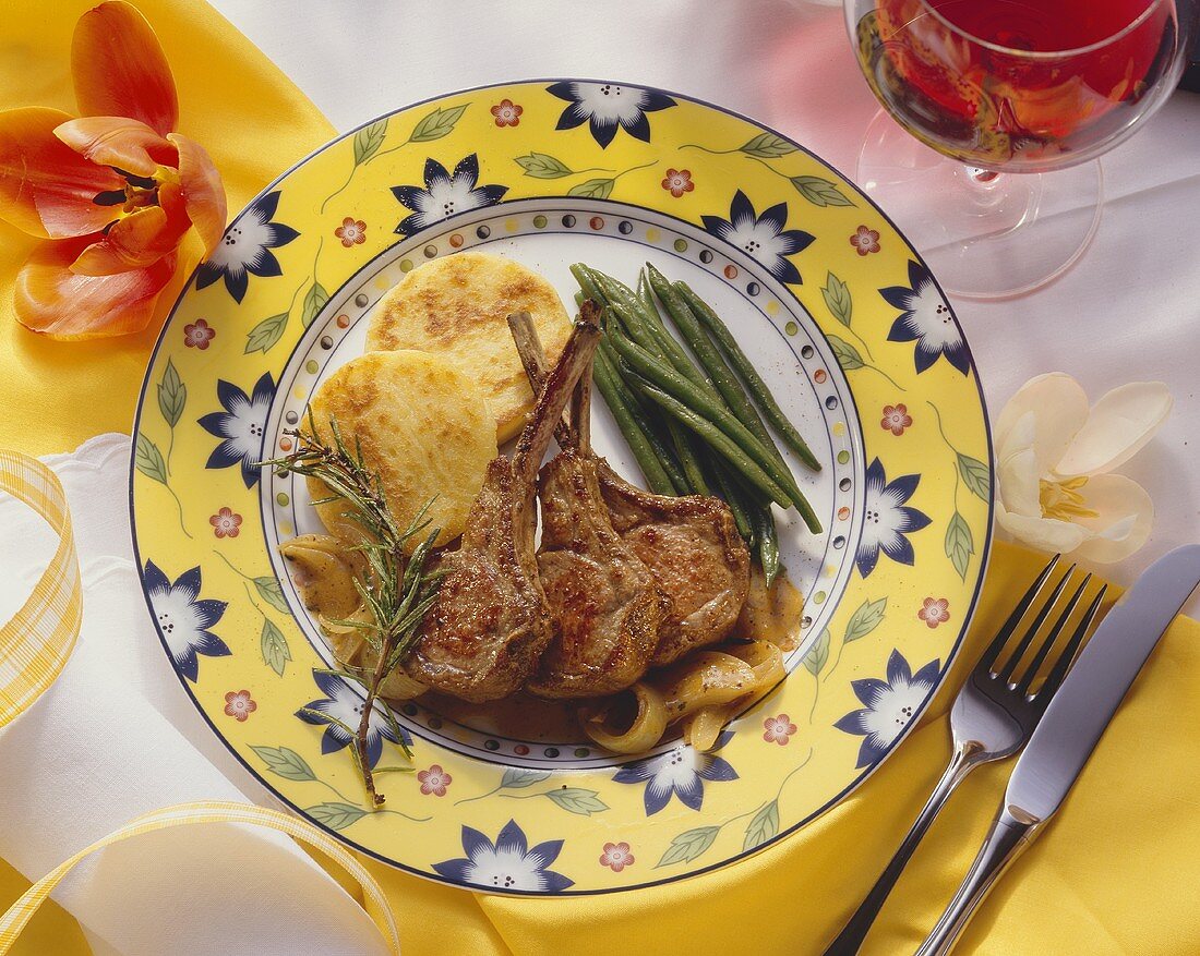 Easter Lamb Chops with Green Beans and Potatoes
