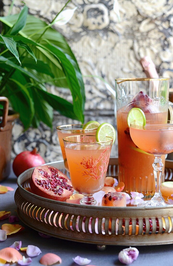 Pink Paloma Mimosa cocktails with kombucha for Mother's Day