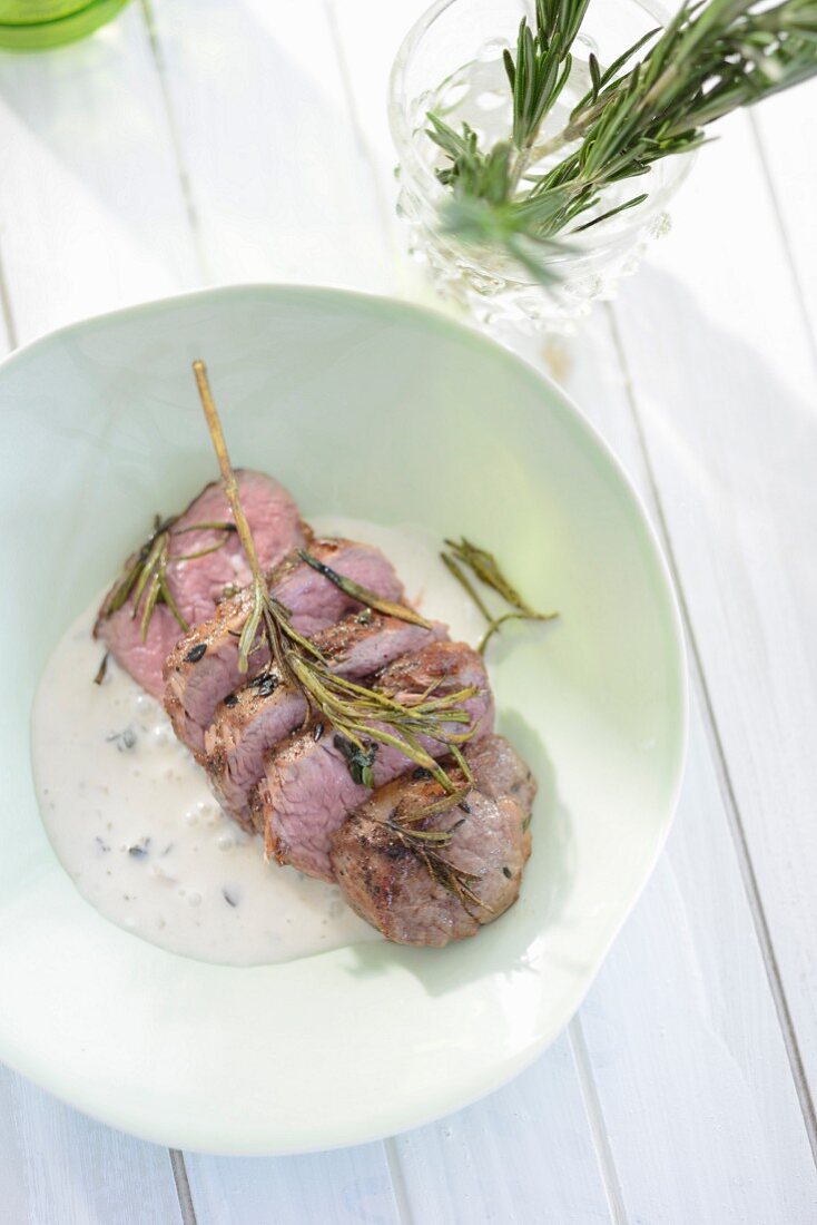 Lamb slices with rosemary