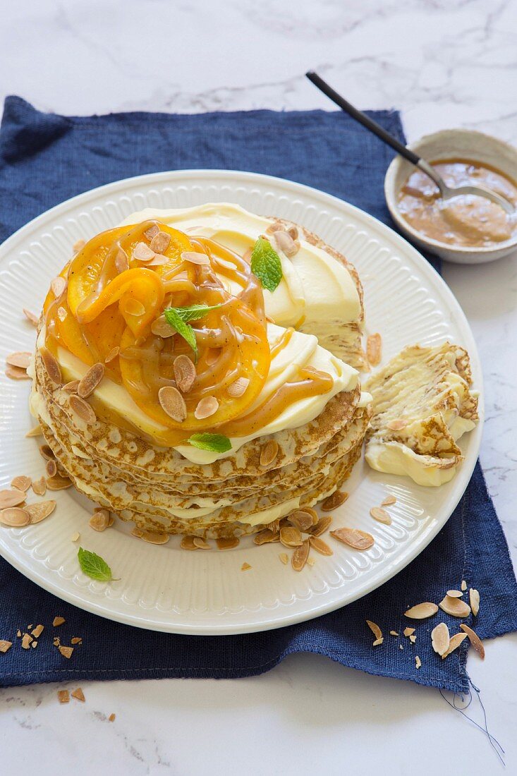 Crepe Suzette cake with mascarpone cream