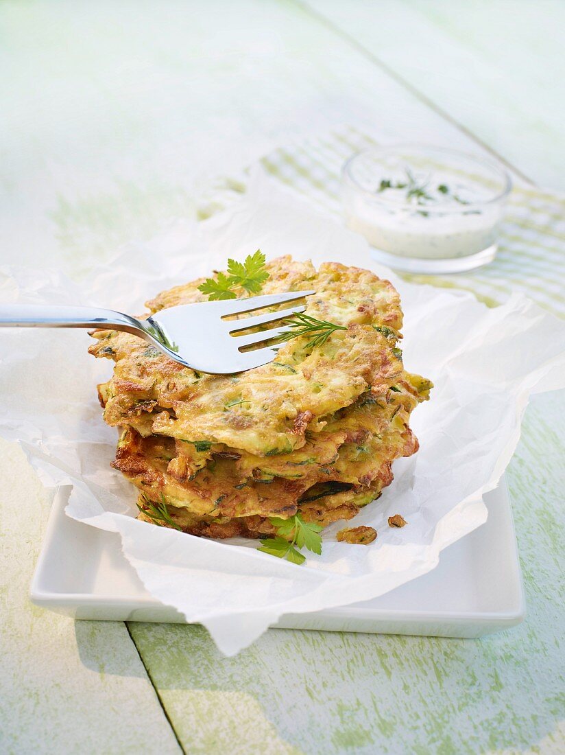 Courgette fritters with parsley