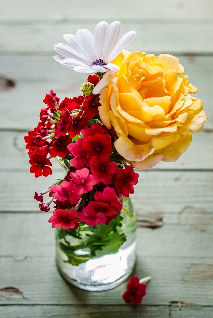 Summer bouquet in glass vase