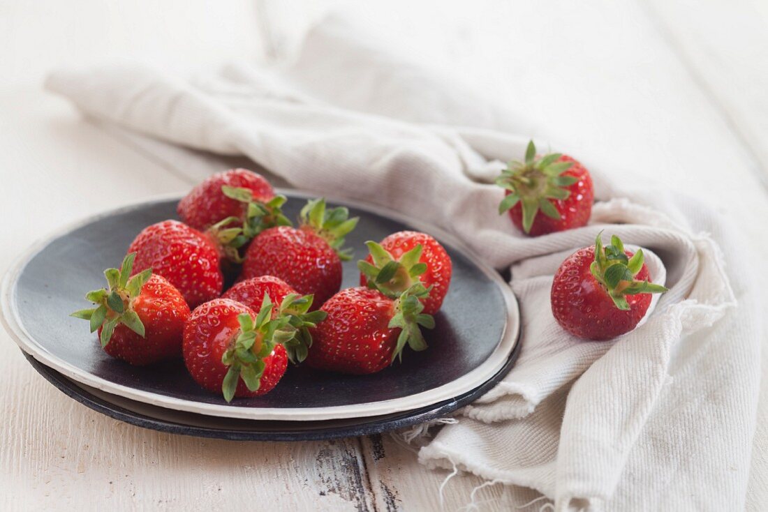 A plate of strawberries