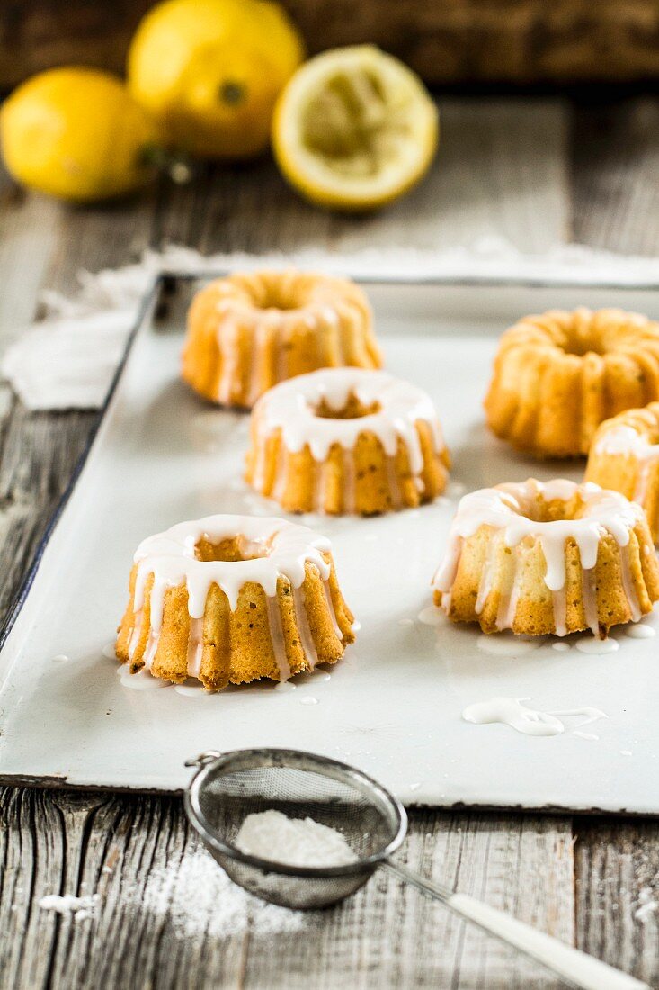 Mini-Zitronen-Guglhupfe mit Zuckerglasur