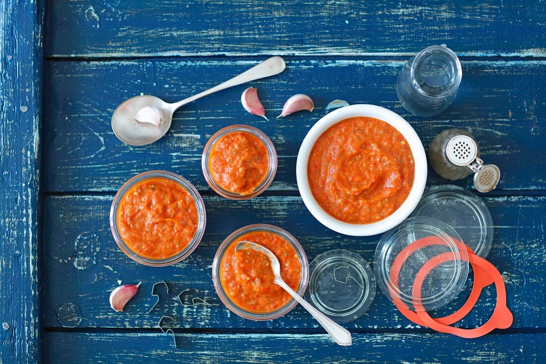 Ajvar in glass jars