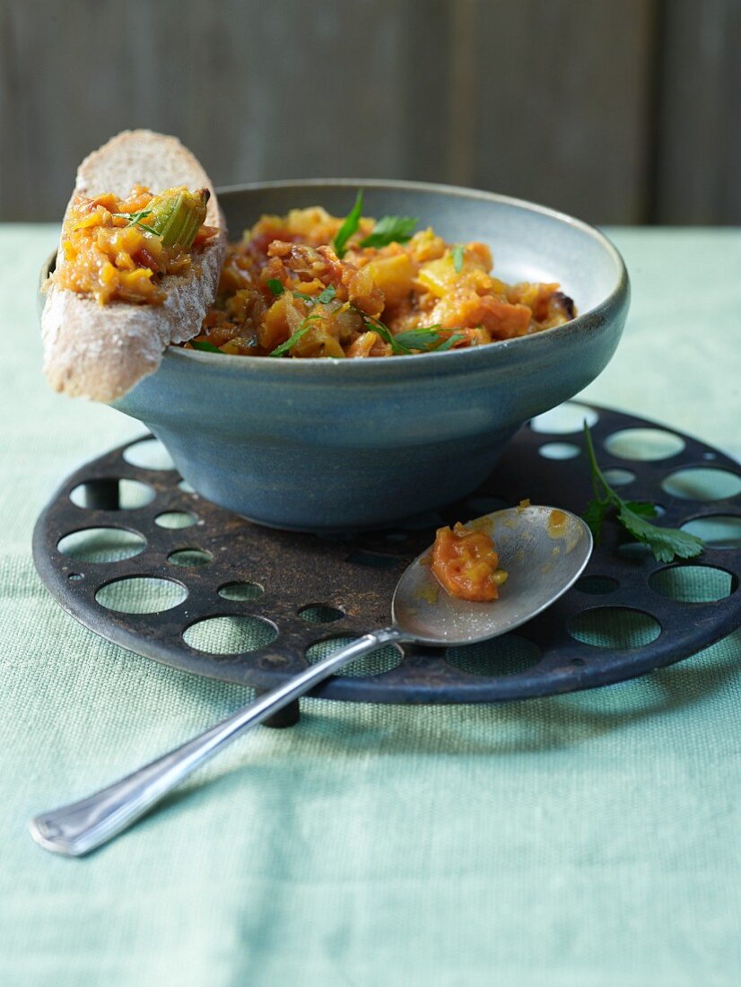 A grilled vegetable spread