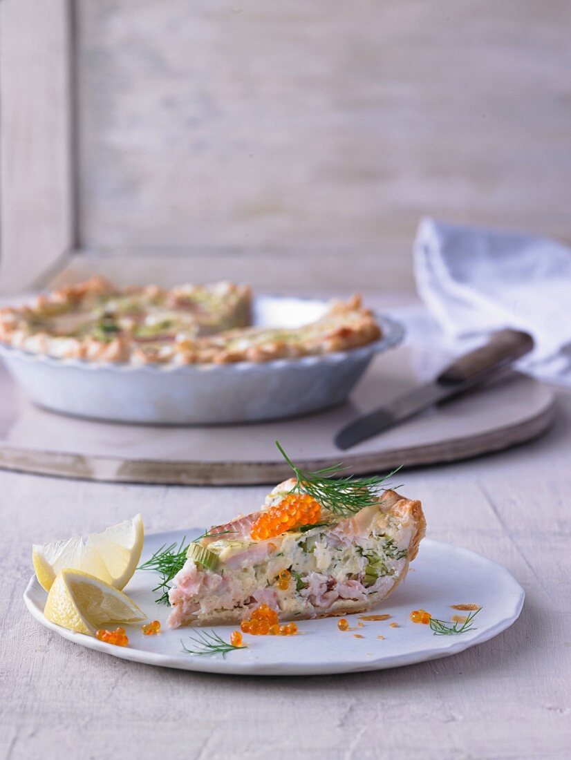 Trout quiche with puff pastry