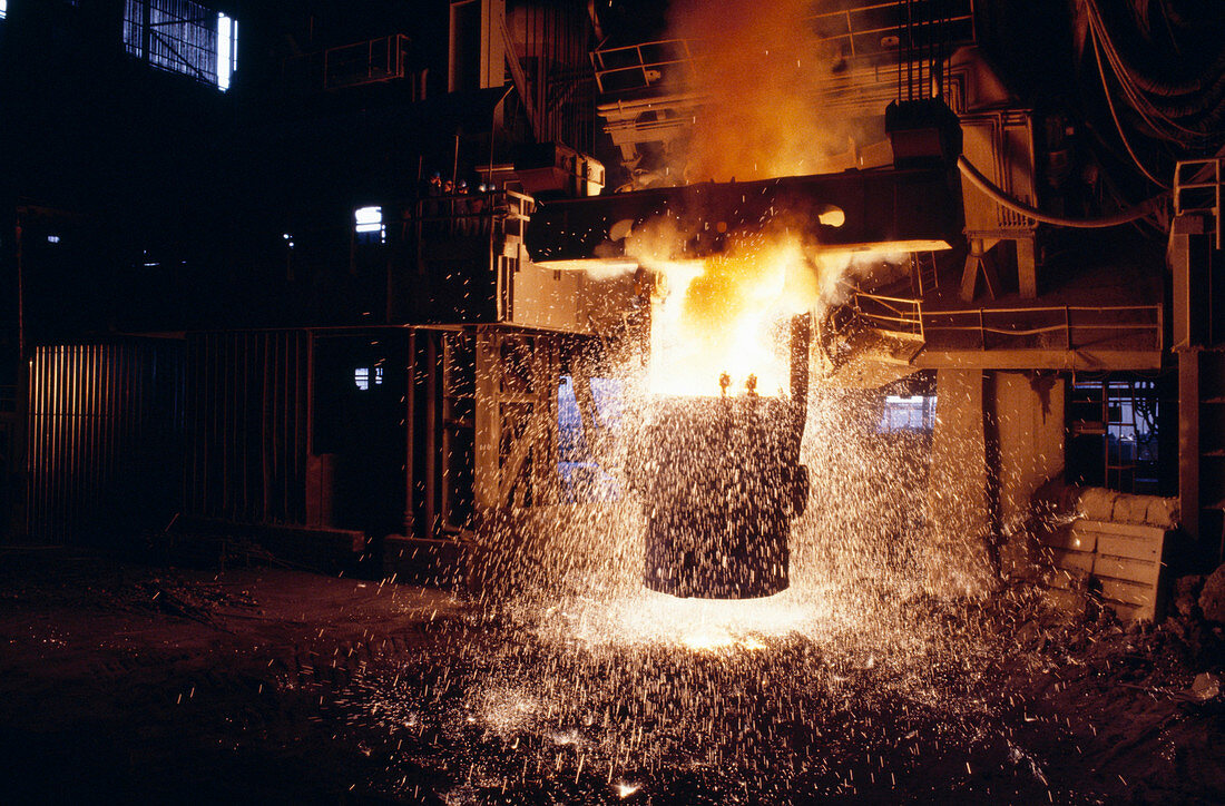 Steel casting in a blast furnace