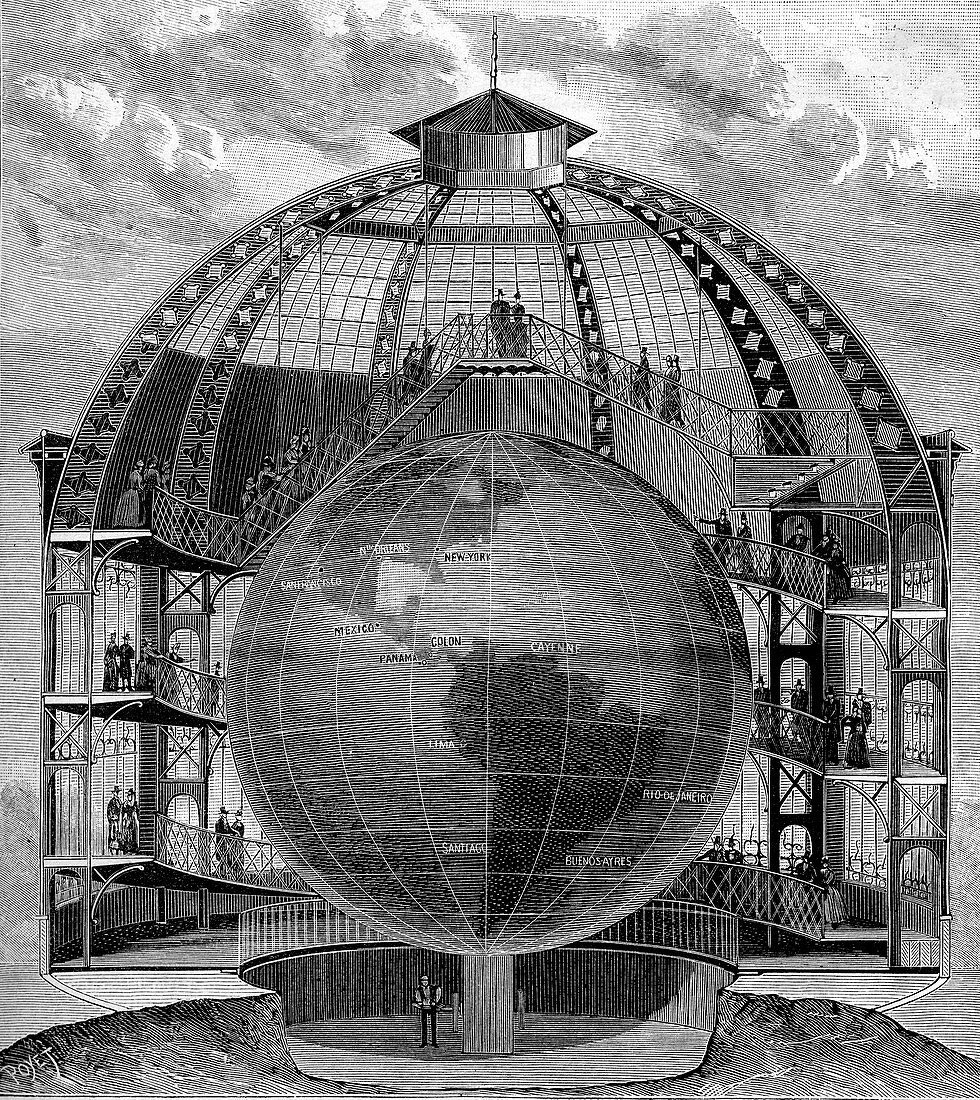 Great Model of the Earth, Paris 1889, illustration