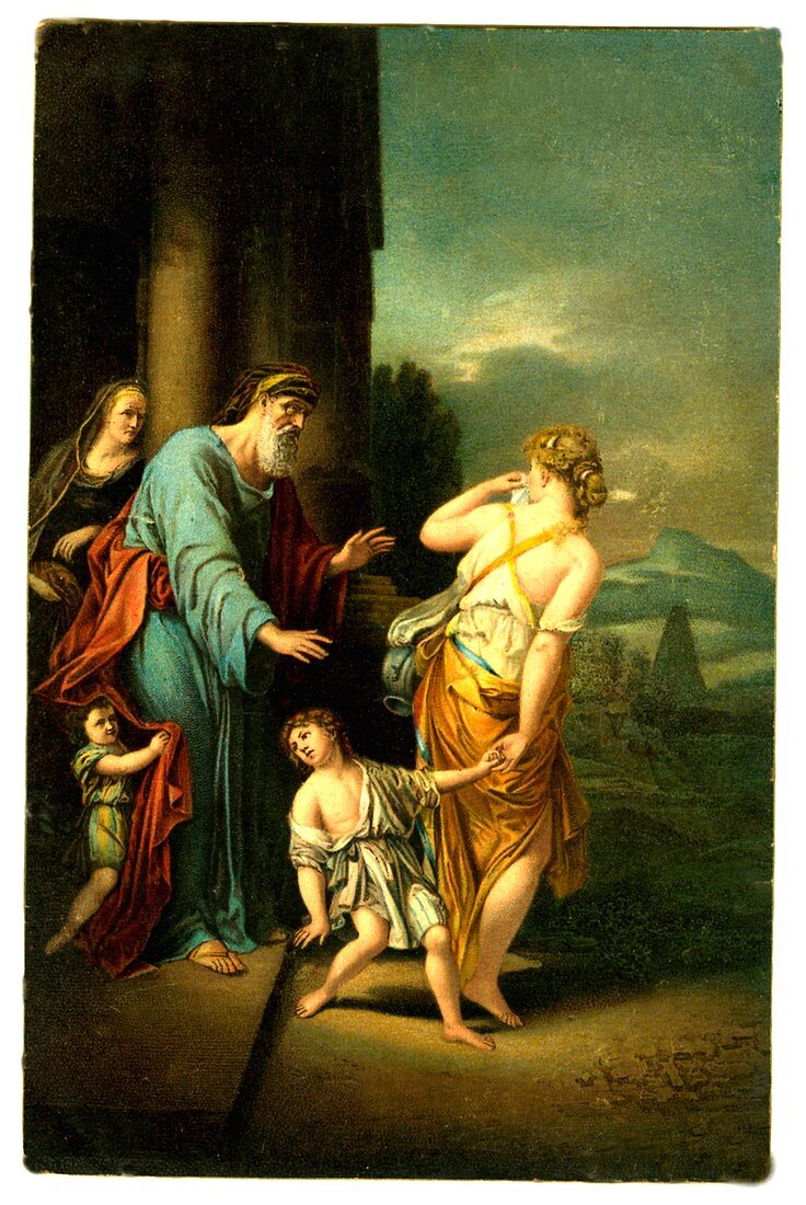Abraham casting out Hagar, 18th C illustration