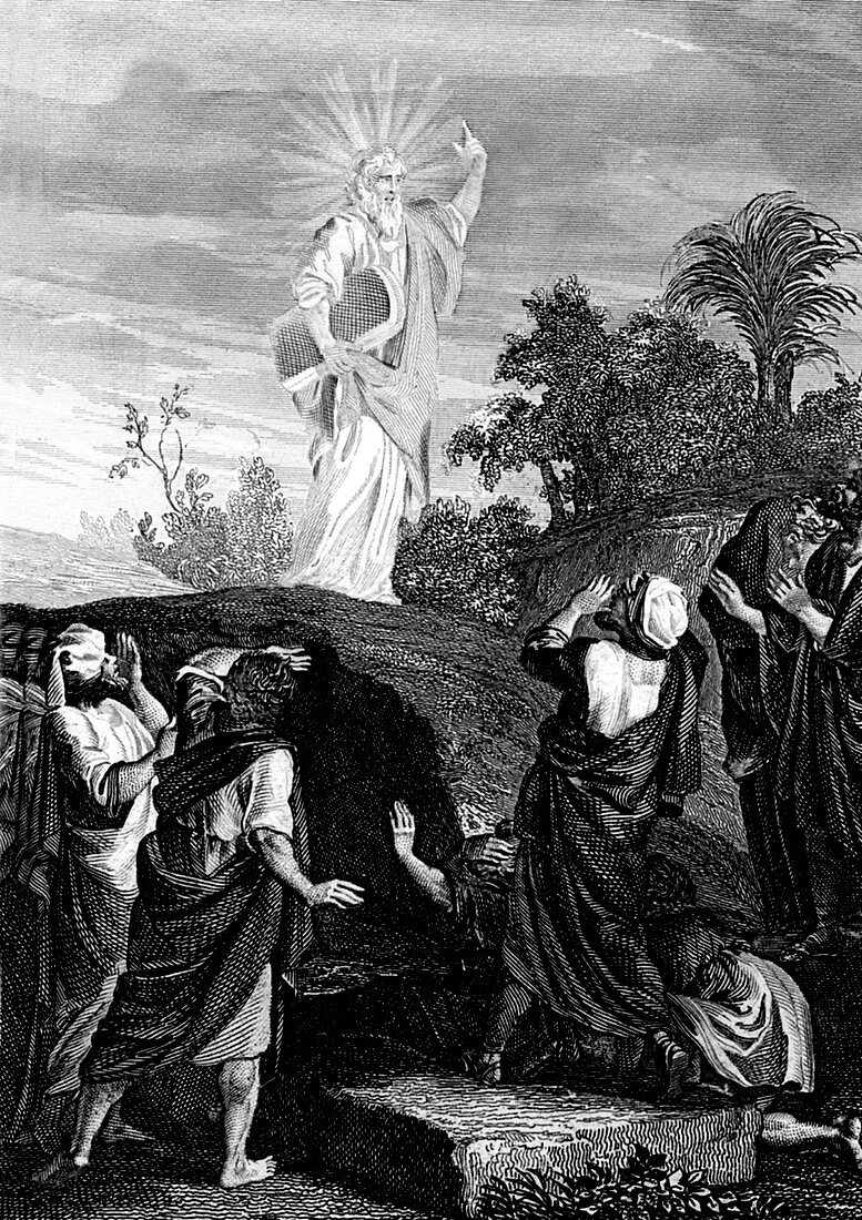 Moses and the Ten Commandments, 19th C illustration