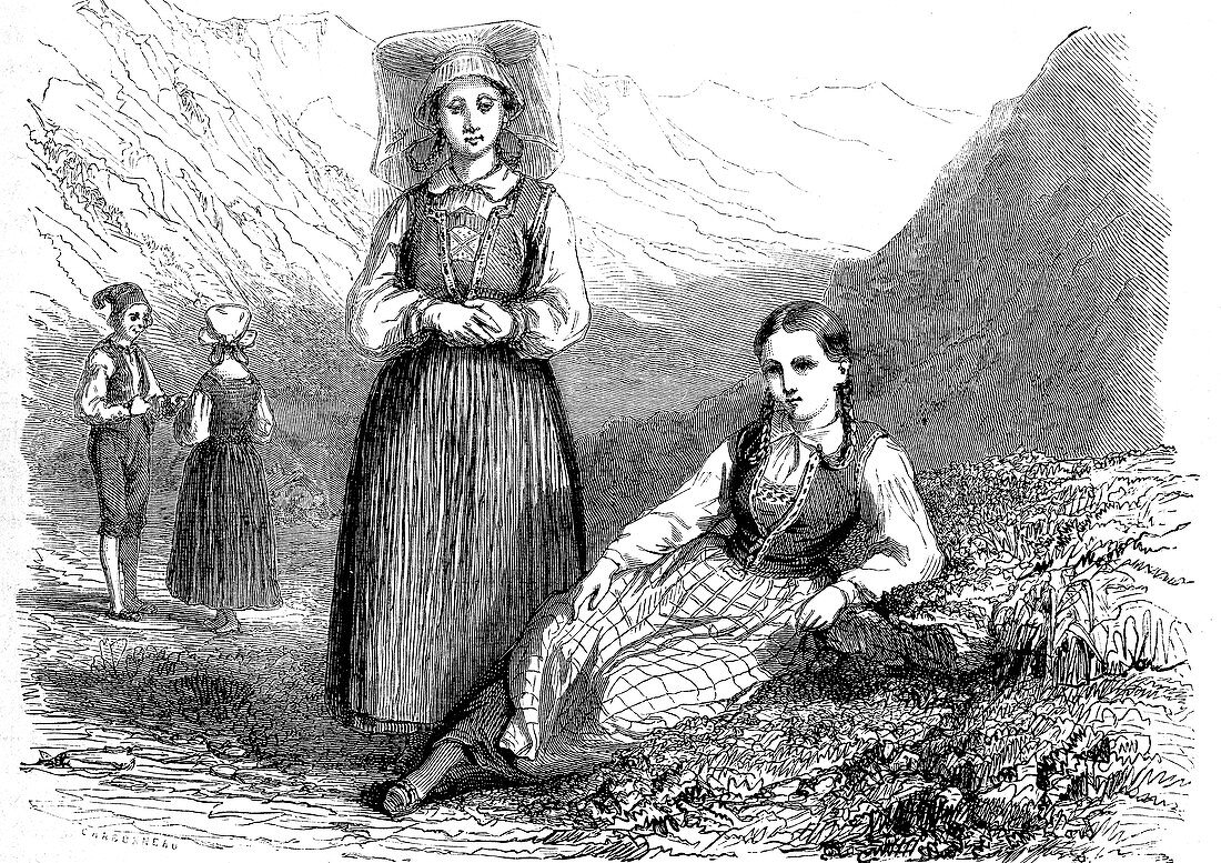 19th Century Norwegian women, illustration