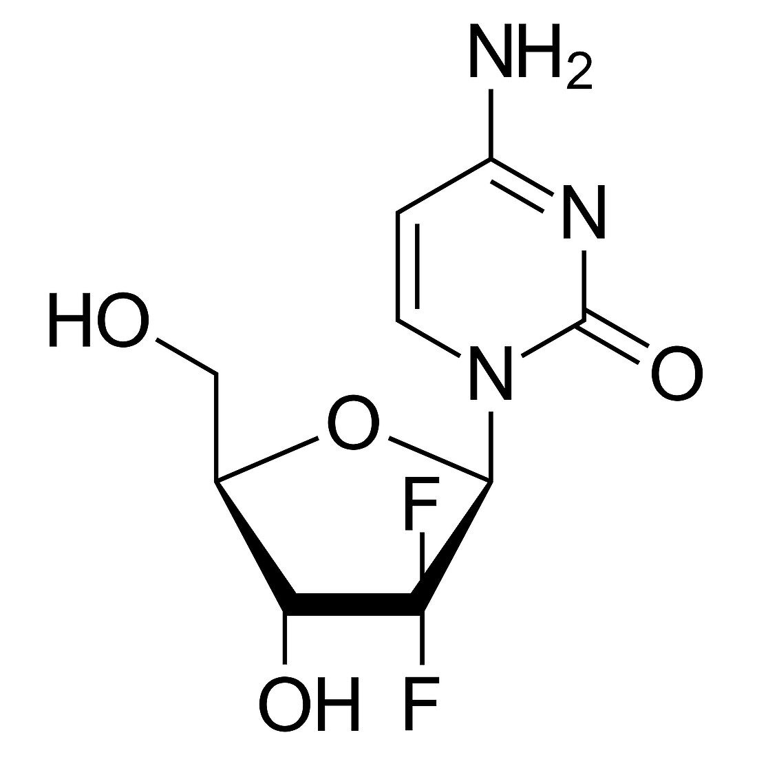 Gemcitabine cancer drug, skeletal formula