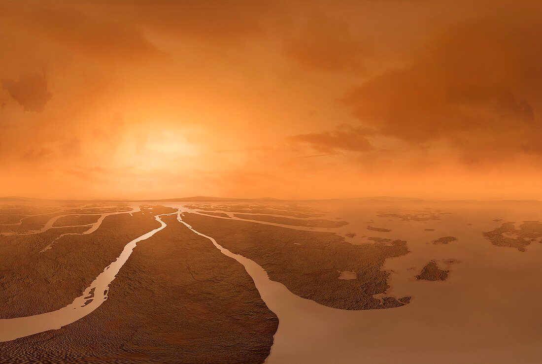 Artwork of River Delta on Titan