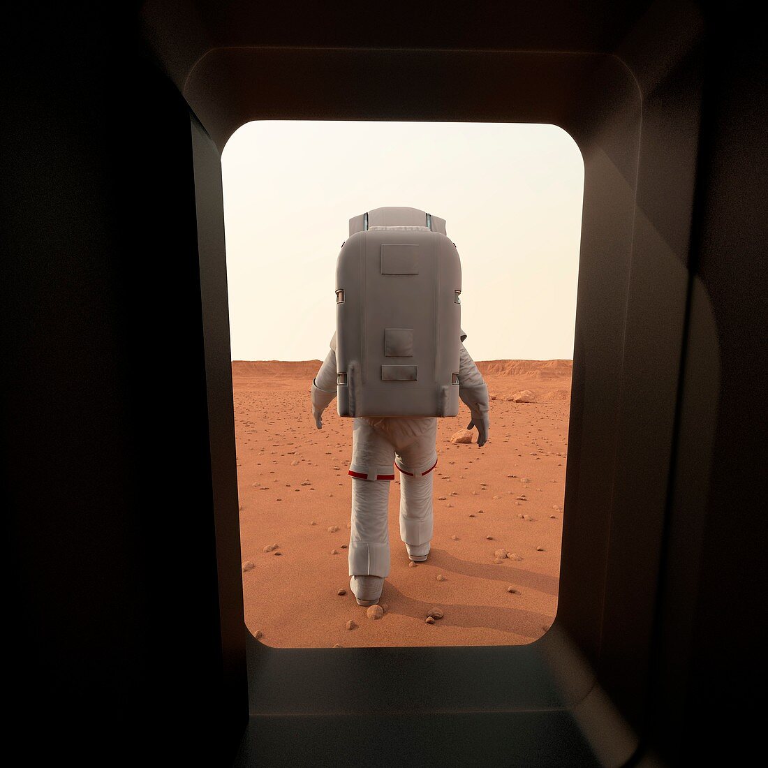 Astronaut walking on planet, illustration