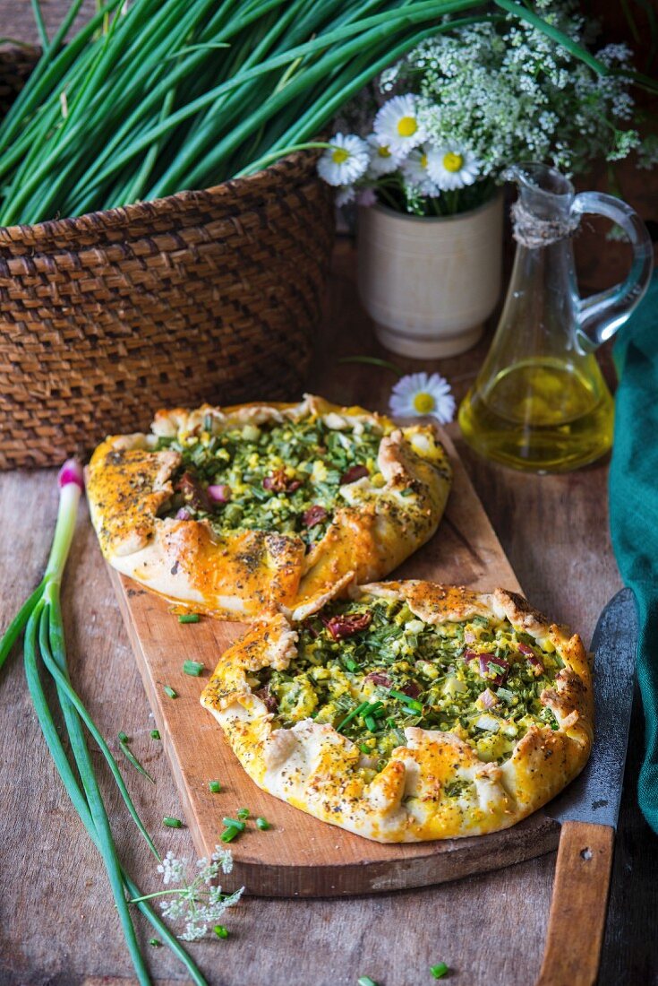 Spring onion tarts