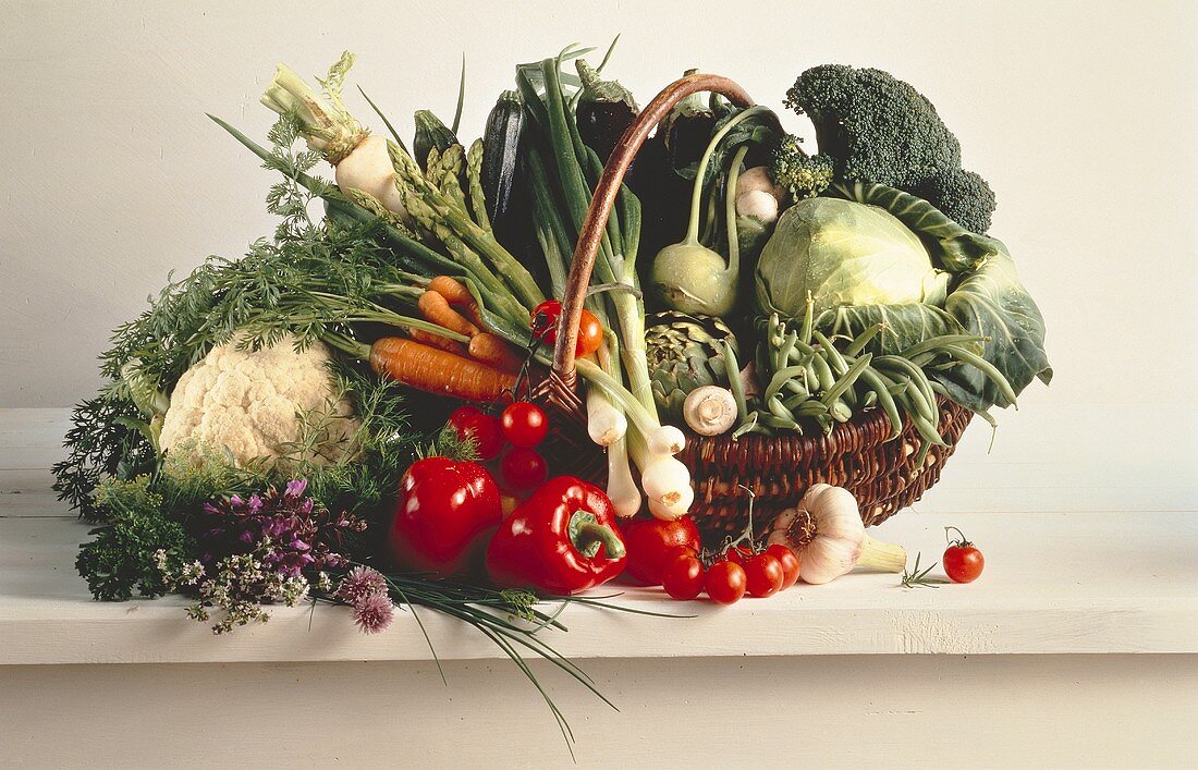 A Basket Full of Assorted Vegetables