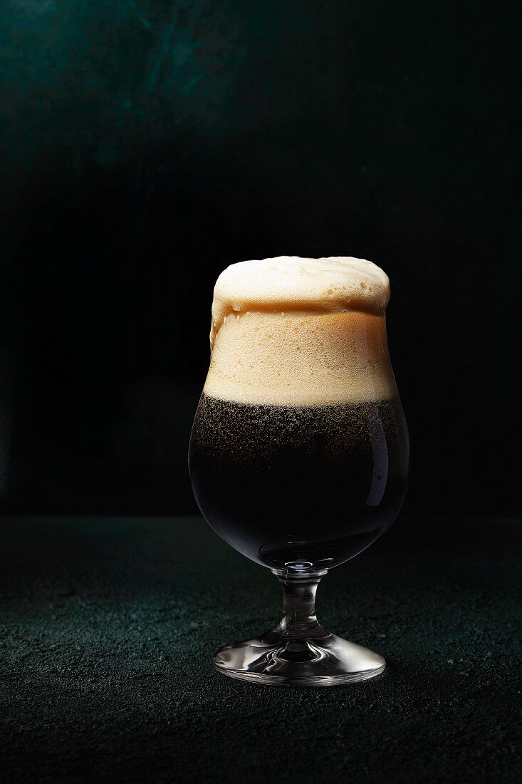 Imported Chocolate Malt Beer in a Glass with Foam