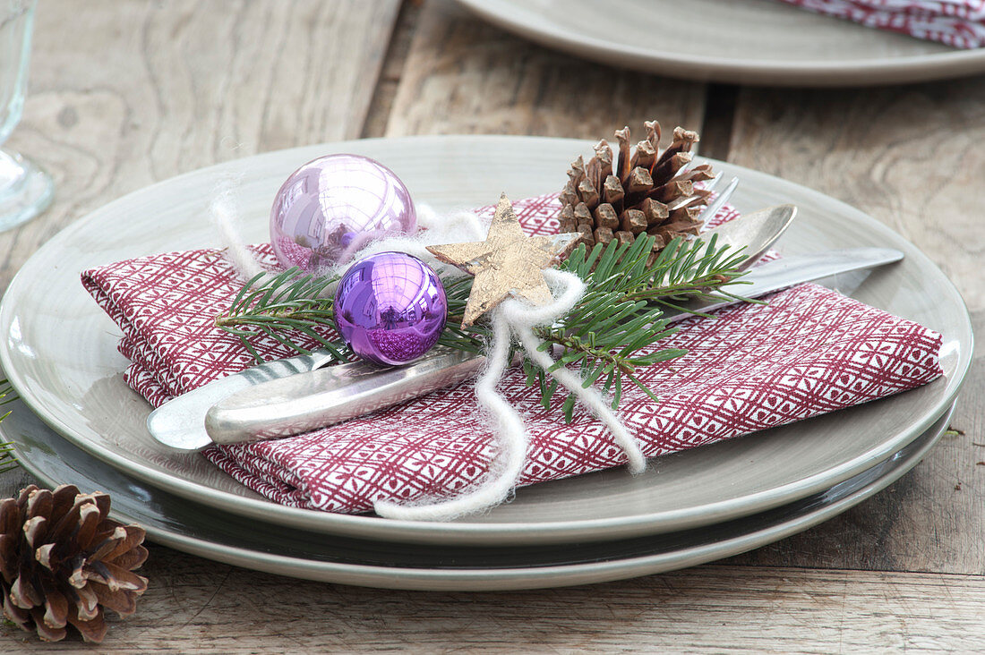 Christmas table decoration on the terrace