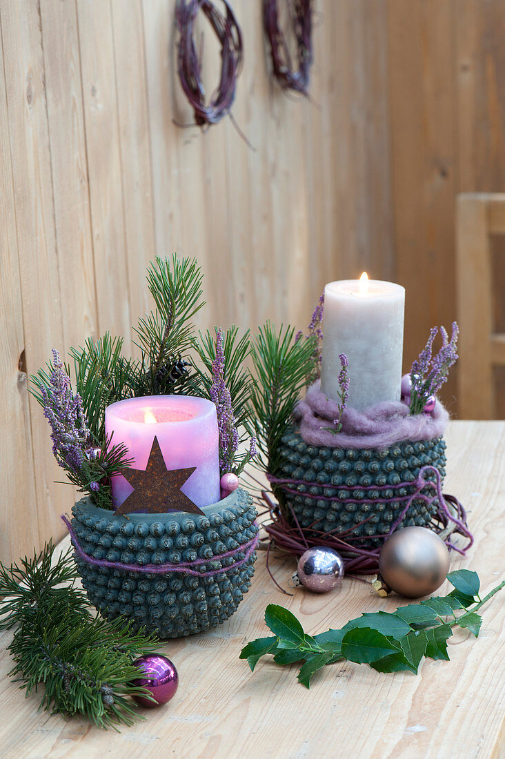 Unusual planter used as a candle holder