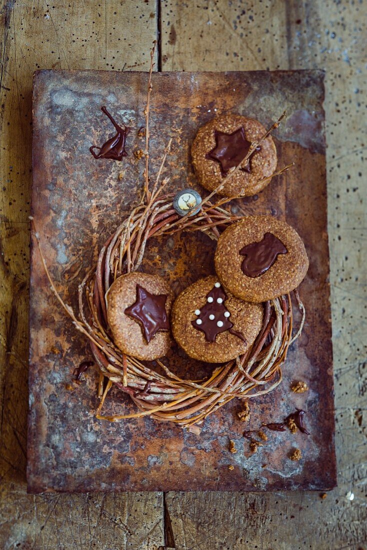 Gingerbread biscuits with chocolate