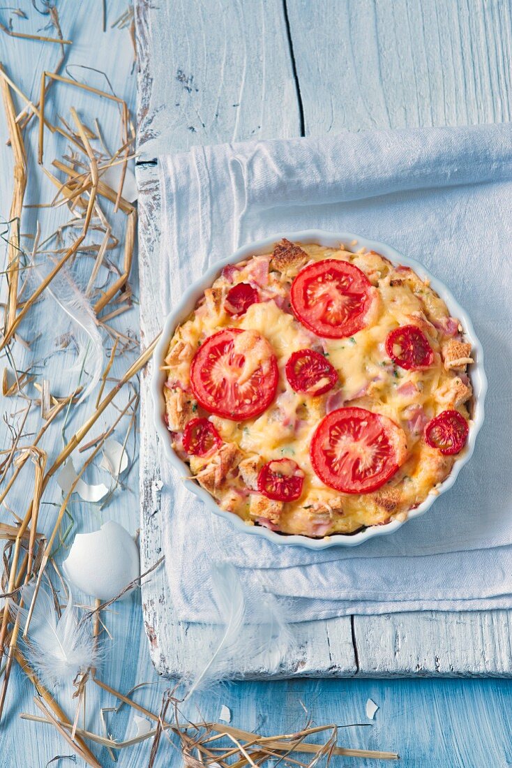 Heirloom tomato and onion quiche