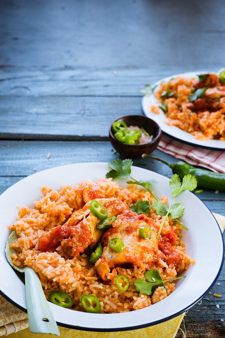 Mexikanisches Hähnchen mit Reis – Bilder kaufen – 12368224 StockFood