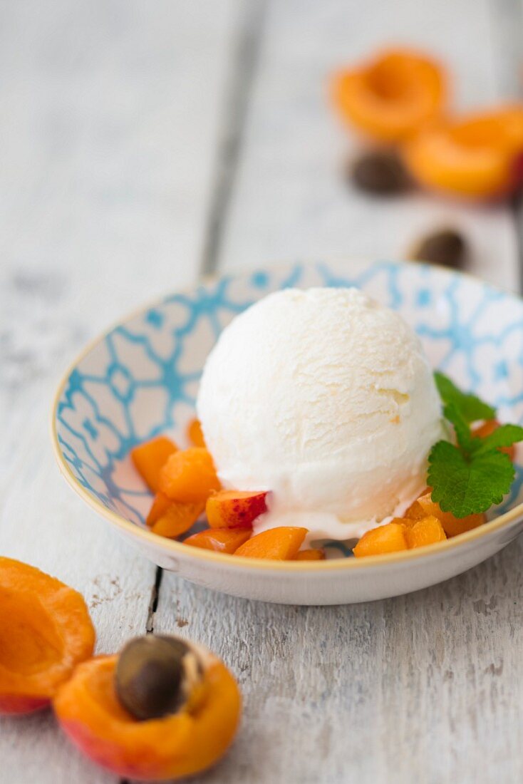 Frozen yogurt with apricots