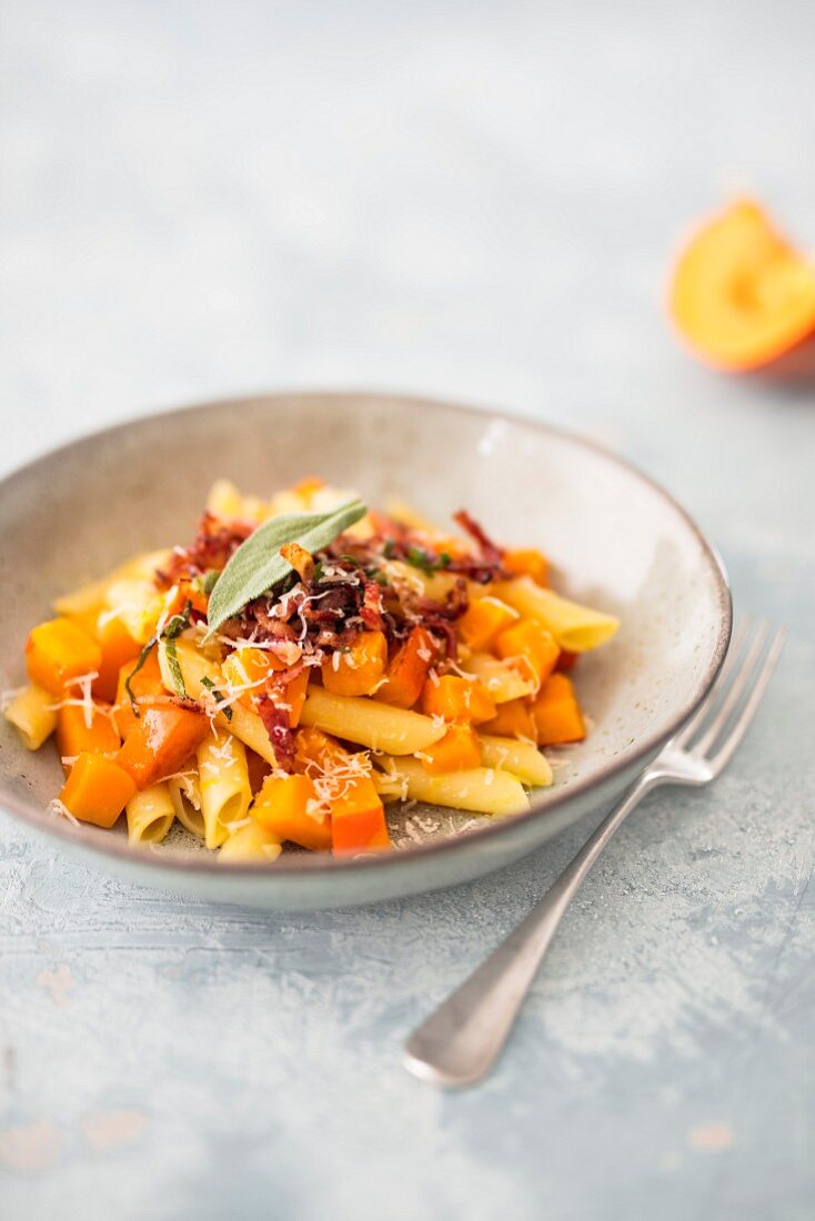 Penne with pumpkin and sage