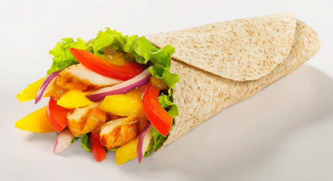 Roasted chicken and peppers whole wheat wrap