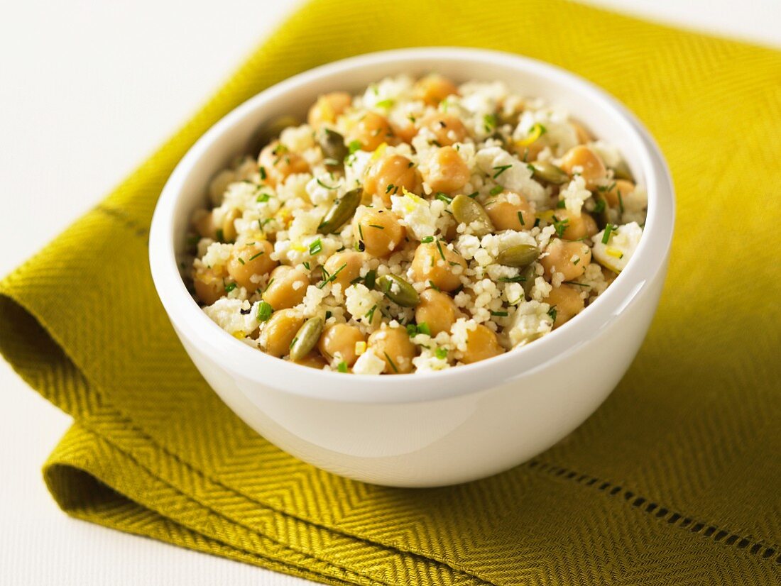 Couscous with beans and pumpkin seeds