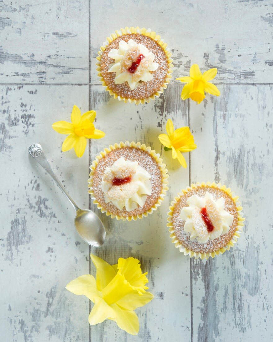 Frühlings-Cupcakes mit Schmetterlingsdekoration