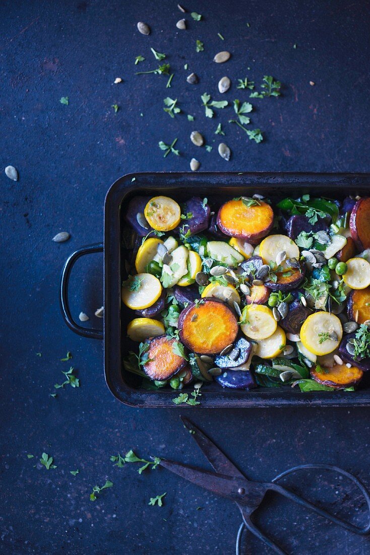 Oven-roasted vegetables with herbs