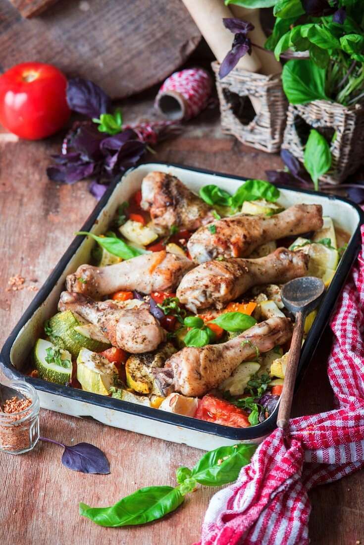Roasted chicken with vegetables