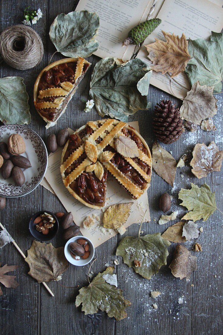 Autumnal pecan tart