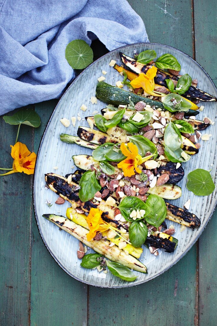 Courgettes with Parmesan, Almonds and Basil