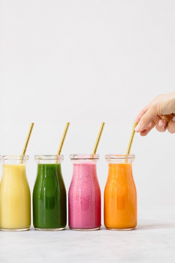 Fresh colorful smoothies