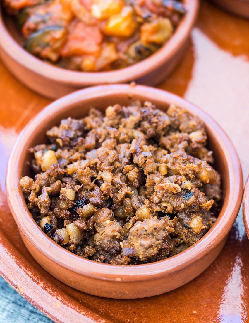 Picadillo de ciervo, a traditional deer meat dish from La Mancha, Spain