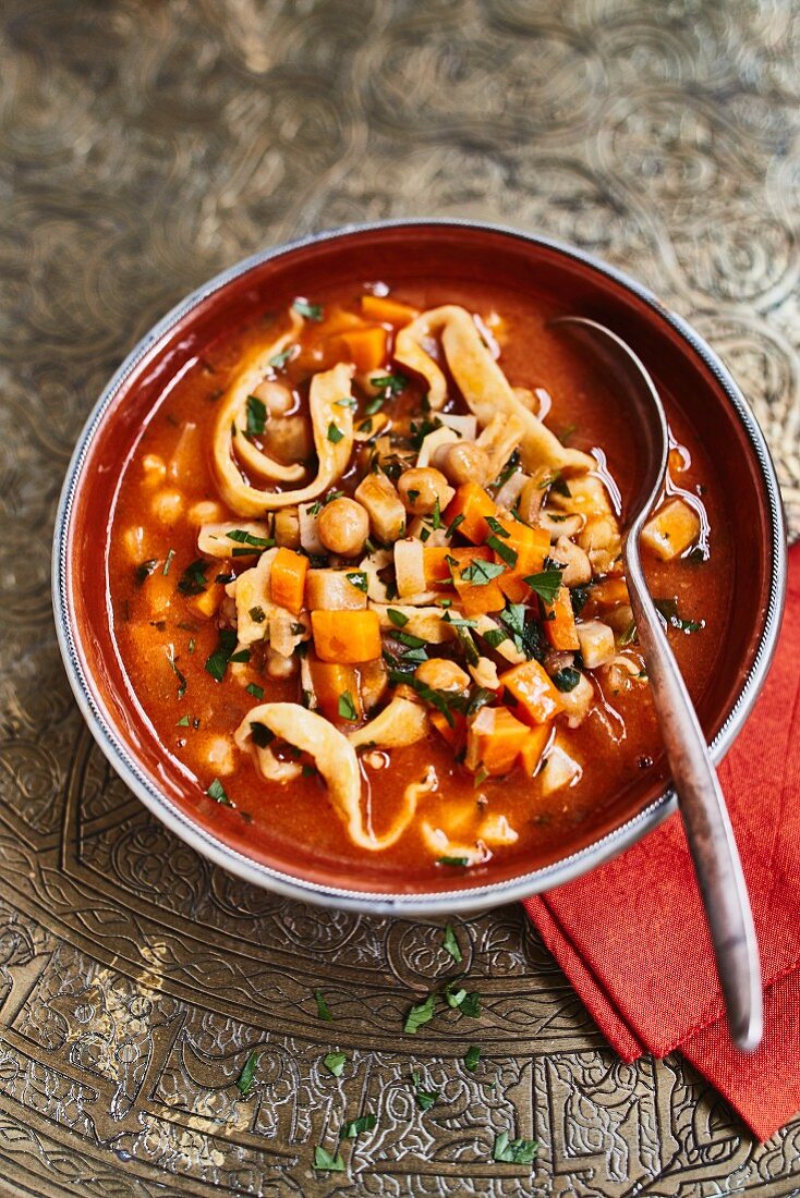 Halalem (noodle soup with vegetables, Tunisia)
