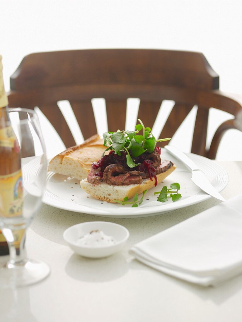 Steak Sandwich with Beetroof Relish