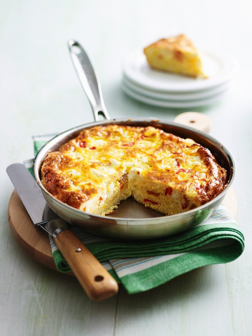 Capsicum, Goast s Cheese and Rice Frittata