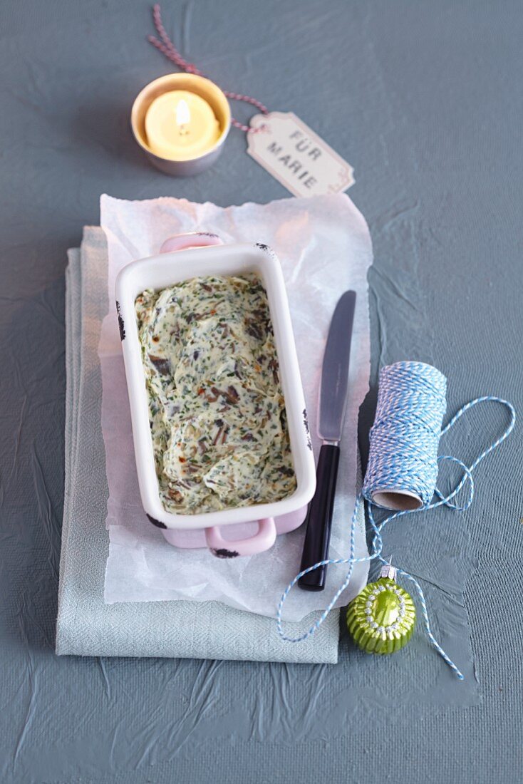 A tray of mushroom butter for gifting