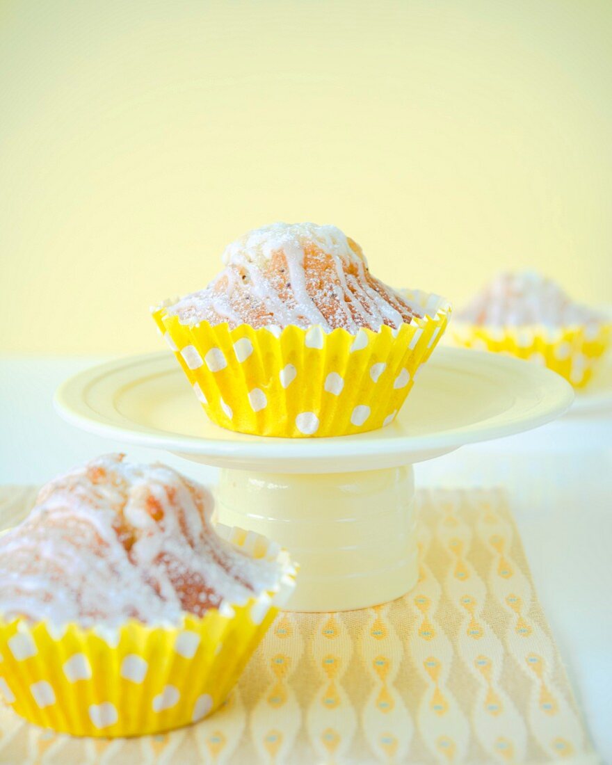 Cupcakes topped with lemon icing