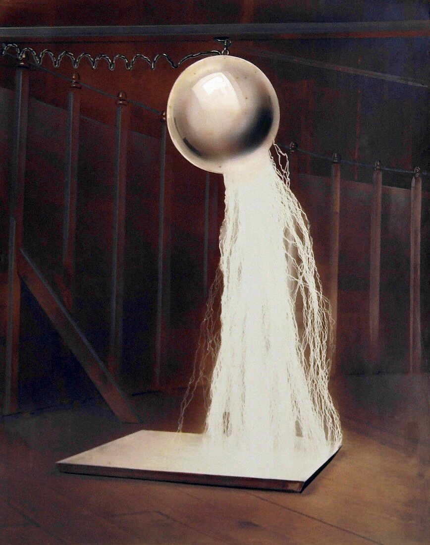 Tesla spark discharge experiment, circa 1899